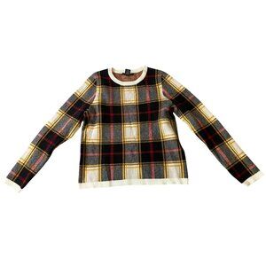 Tahari Womens Plaid Crewneck Sweater Multicolor Rayon Blend Medium